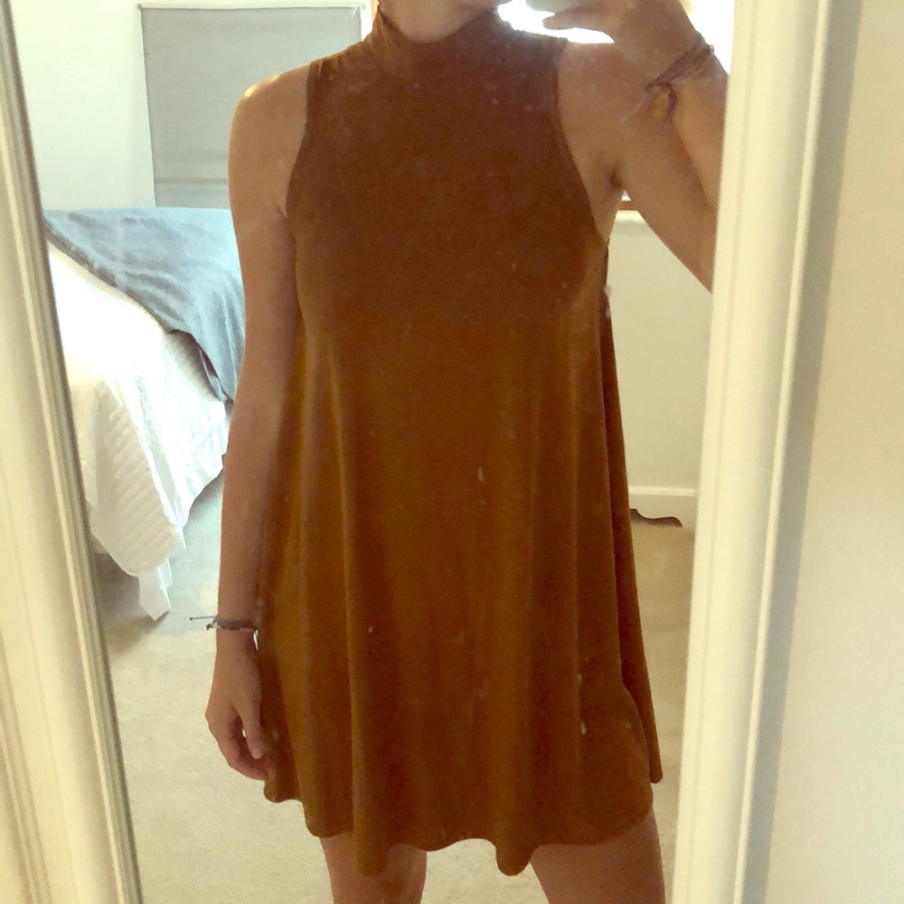 Brown high neck dress